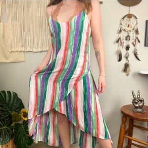 Lulu's Vibrant Striped High Low Dress